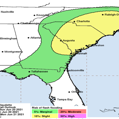 Tropical Storm Claudette brings potential for flash floods