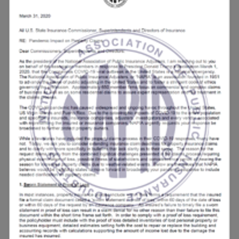 NAPIA Urges Insurance Commission to Consider Changes Due to Impact of COVID-19